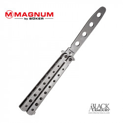 Professional Silver Vented Balisong - Heavy Duty Butterfly Knife - Riveted  Butterfly Knives - KarateMart.com